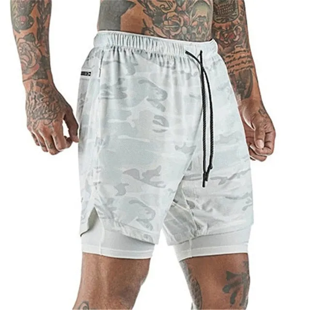 Sport Shorts Men Sportswear Double-deck Running Shorts