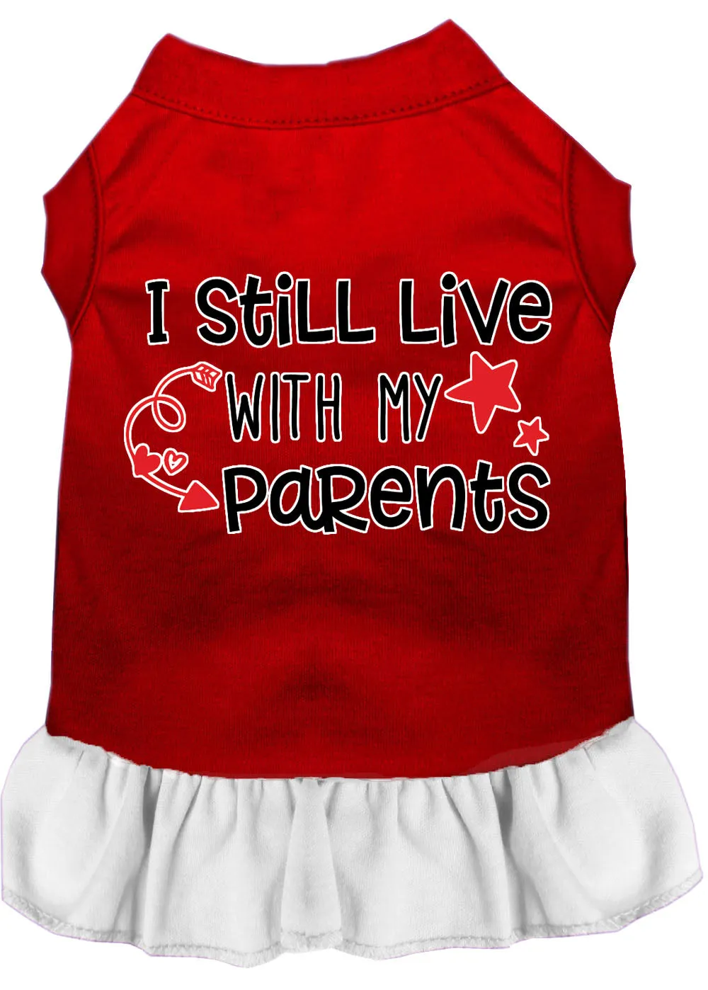 Still Live With My Parents Screen Print Dog Dress Red With White Xxl (18)