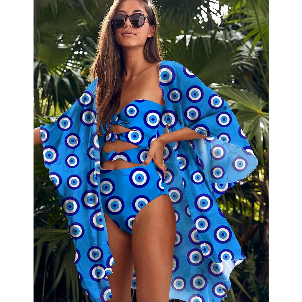 VenusFox Beach Wear Print Bikini Swimwear Women Wrap Skirt Swimsuit High Waist 2020 Cover Up Sexy Sarong plage Beach Wear Bathing Suit