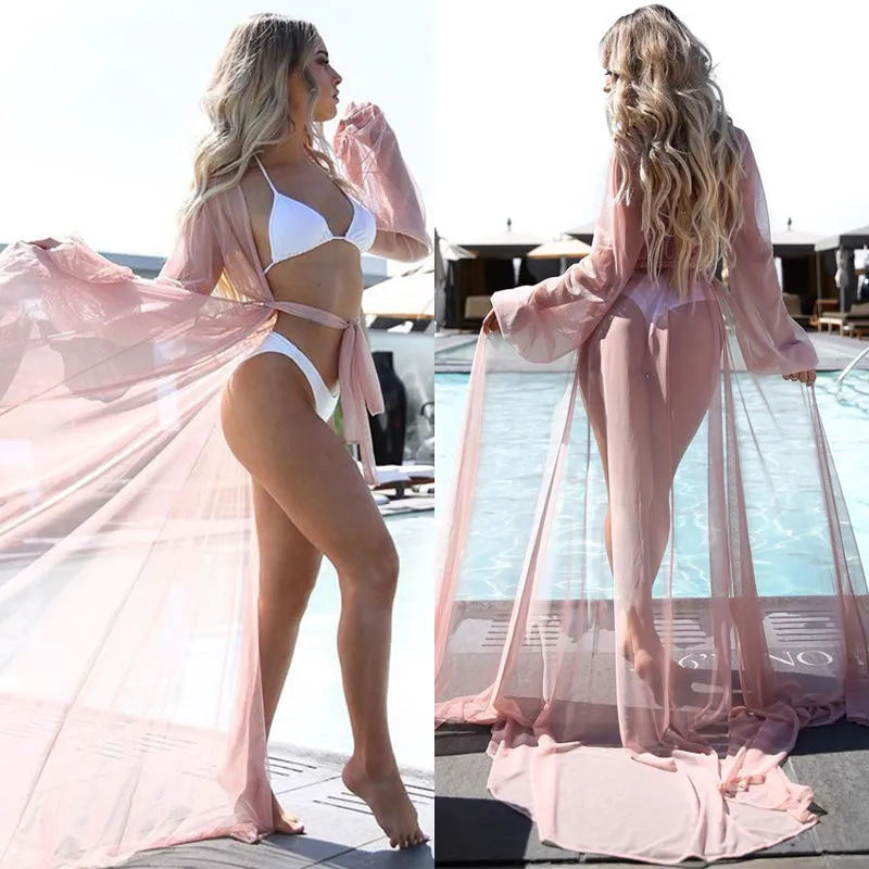 VenusFox Pareo Beach Cover Up Women Beach Dress Solid Bikini Cover Up Swimwear 2020 Women Robe De Plage Beach Wear Cardigan Bathing Suit