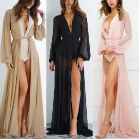 VenusFox Pareo Beach Cover Up Women Beach Dress Solid Bikini Cover Up Swimwear 2020 Women Robe De Plage Beach Wear Cardigan Bathing Suit