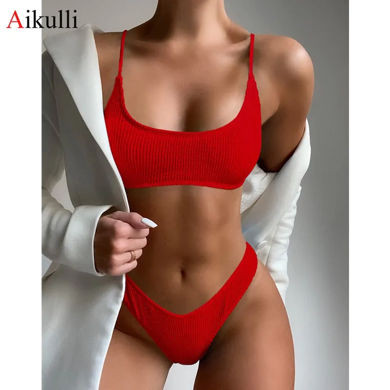 VenusFox Sexy Solid Bikini Swimsuit Women Push Up Swimwear 2021 Bikini Set Summer Biquini Brazilian Bathing Suit Beach Wear Swimming Suit