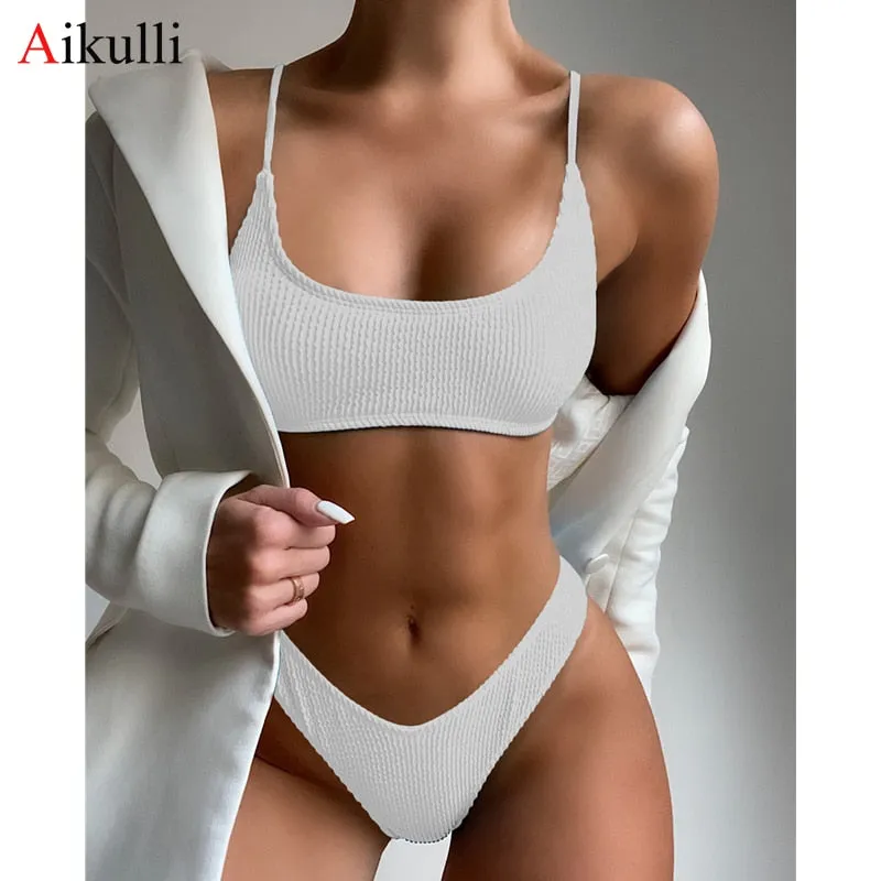 VenusFox Sexy Solid Bikini Swimsuit Women Push Up Swimwear 2021 Bikini Set Summer Biquini Brazilian Bathing Suit Beach Wear Swimming Suit