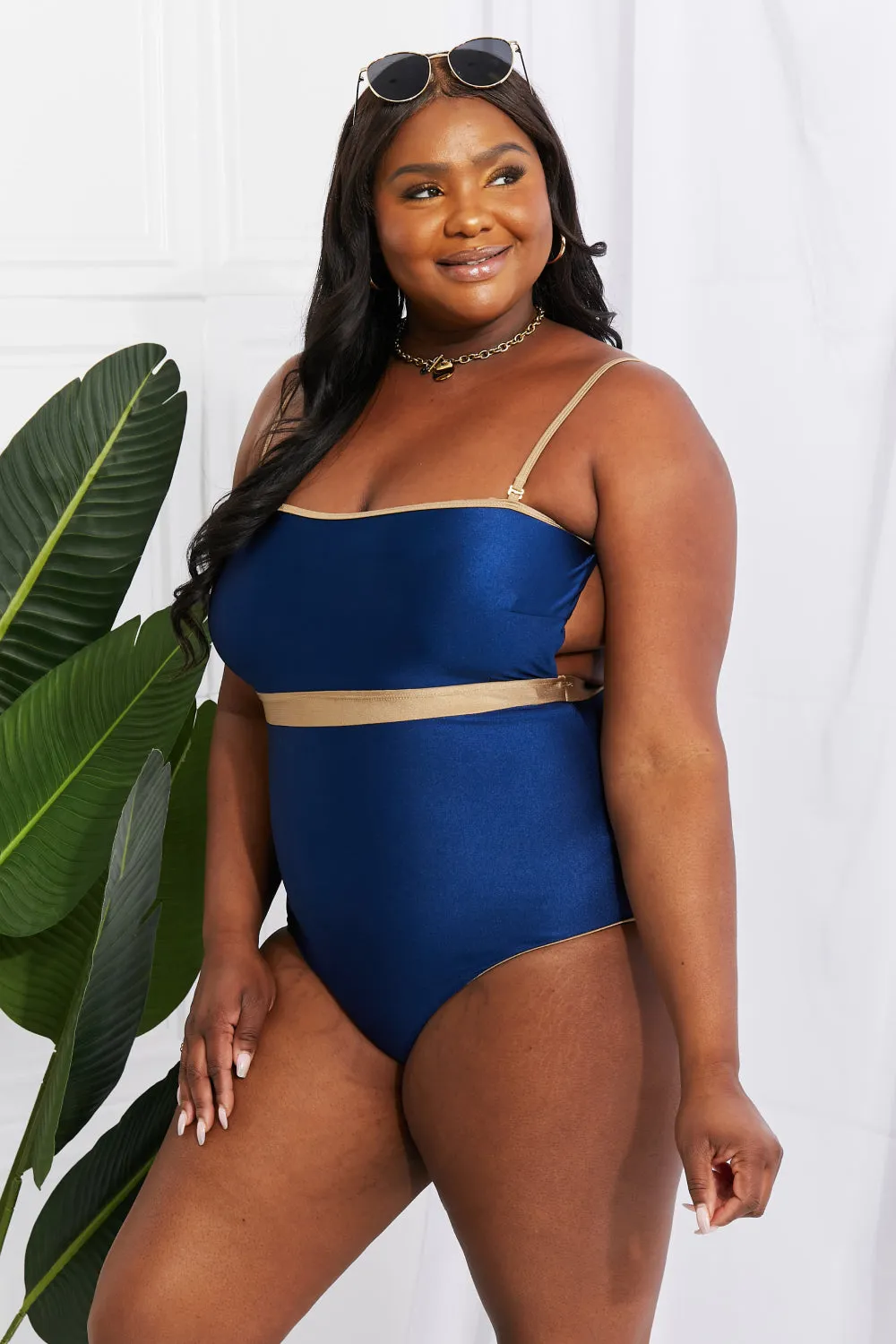 Wave Break Contrast Trim One-Piece Swimsuit