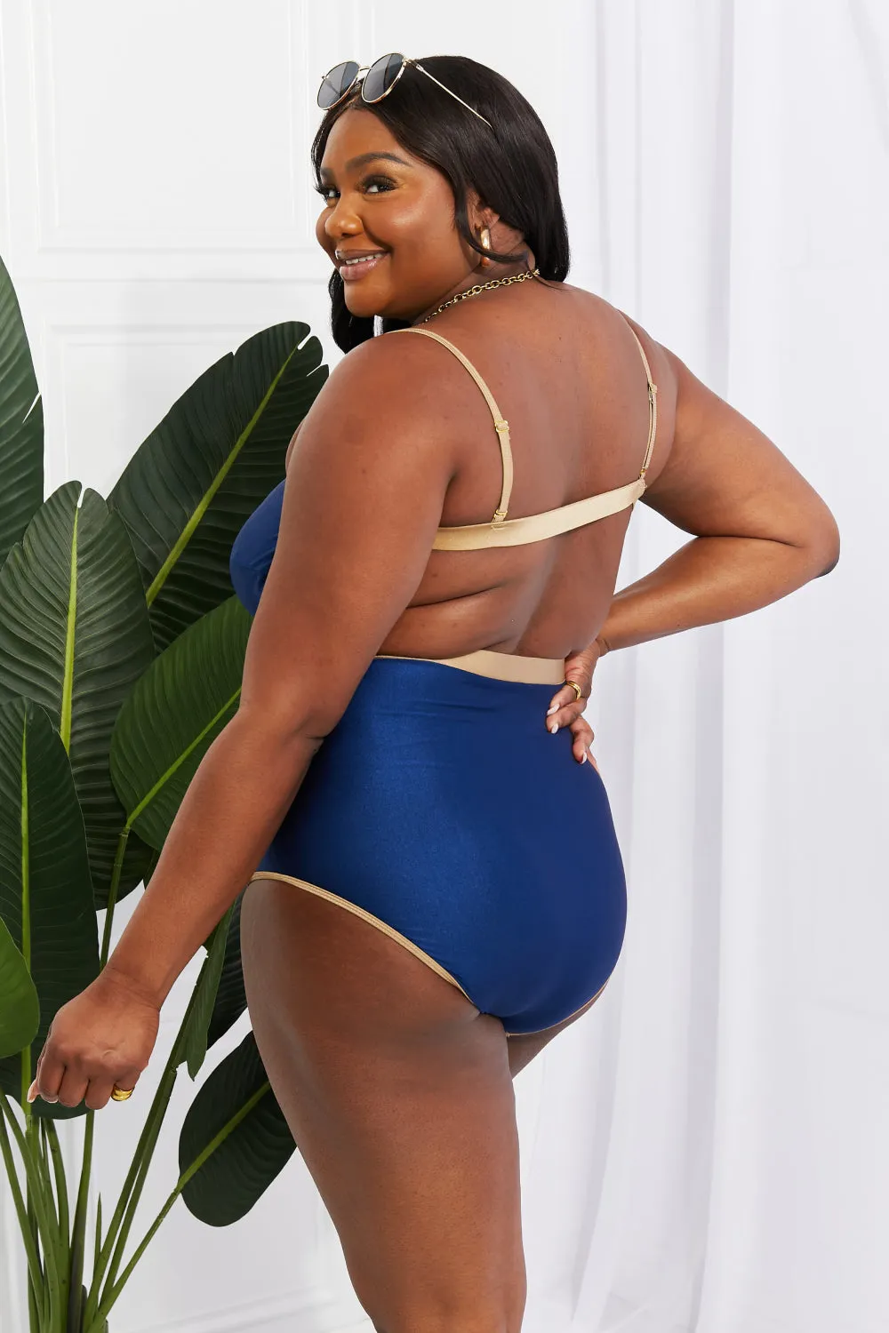 Wave Break Contrast Trim One-Piece Swimsuit