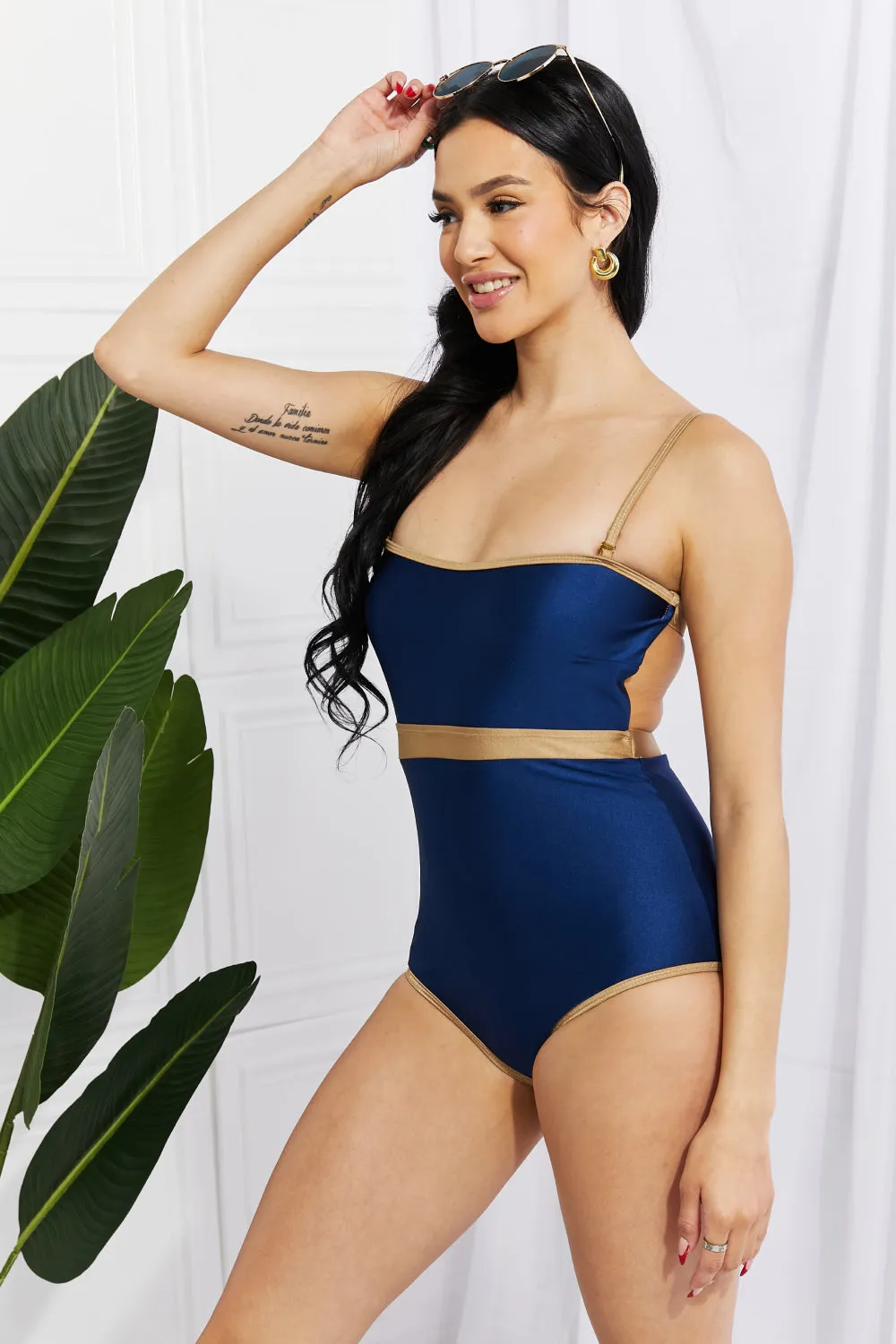 Wave Break Contrast Trim One-Piece Swimsuit